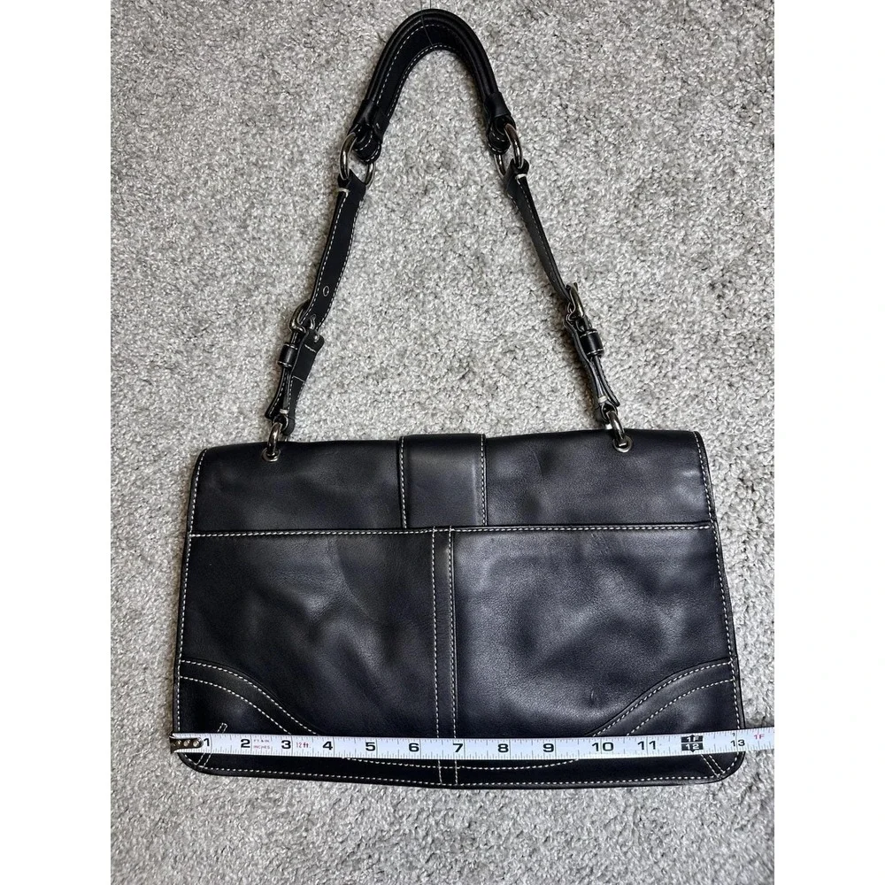 Coach Soho 9741 Black Leather Buckle Flap Shoulder Bag Y2K Hangtag EUC
